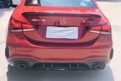 MERCEDES A-CLASS W177 SEDAN AMG REAR DIFFUSER WITH STAINLESS STEEL TIPPER A35