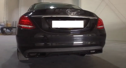 MERCEDES C W205 S205 2014-2018 REAR DIFFUSER ABS TIPPER STAINLESS STEEL AMG BLACK