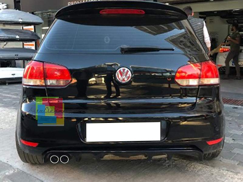 SOTTO PARAURTI POSTERIORE VW GOLF 6 VI 08-12 DIFFUSORE DOPPIO ABS NERO LUCIDO
