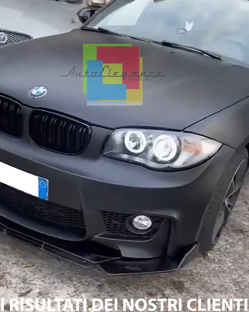 BMW SERIE 1 E81 E87 E82 SPLITTER PARAURTI ANTERIORE NERO LUCIDO LOOK RS AUTOELEGANCERICAMBI