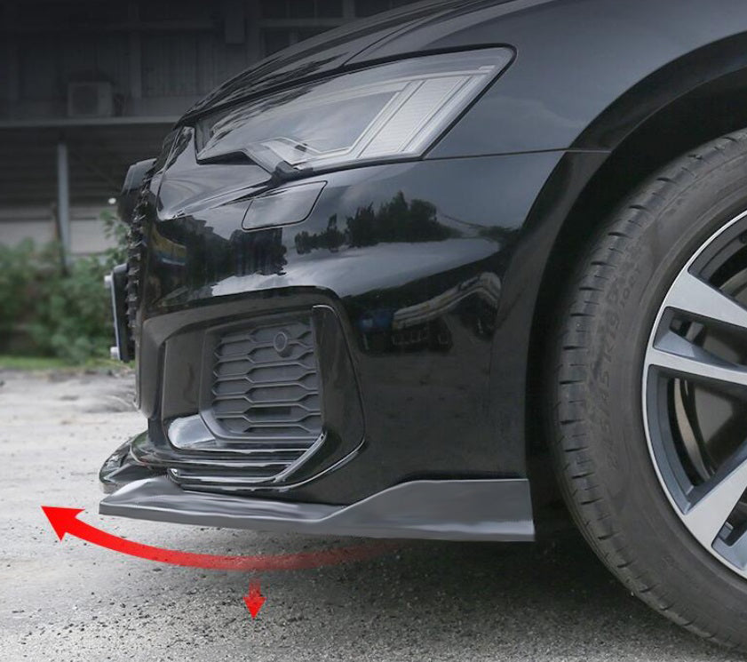 FRONT BUMPER ABS AUDI A6 4A C8 DESIGN RS6 SPLITTER GLOSSY BLACK