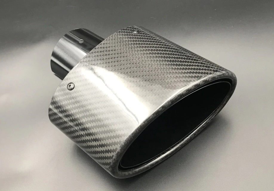 COPPIA TERMINALI OVALI AUDI A3 A4 A5 A6 A7 TT ACCIAIO INOX LOOK RS CARBON 150x90 AUTOELEGANCERICAMBI