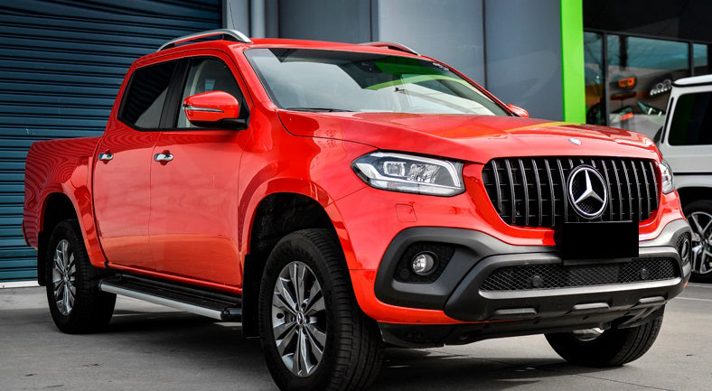 MERCEDES CLASSE X W470 2017+ GRIGLIA ANTERIORE MASCHERINA PROFILI NERI AMG LOOK