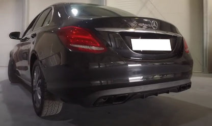 MERCEDES C W205 S205 2014-2018 REAR DIFFUSER ABS TIPPER STAINLESS STEEL AMG BLACK