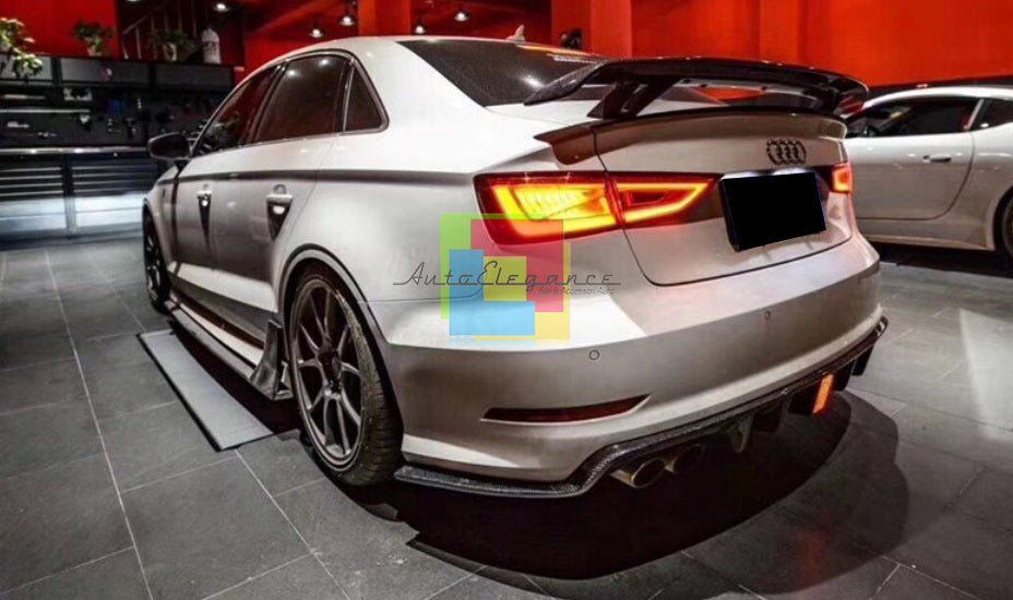 ALETTONE COFANO RS3 NERO LUCIDO AUDI A3 8V BERLINA SPOILER POSTERIORE AUTOELEGANCERICAMBI