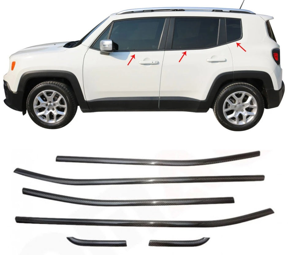 ADHESIVE MOULDS JEEP RENEGADE 2015+ CARBON STEEL WINDOW FRAME