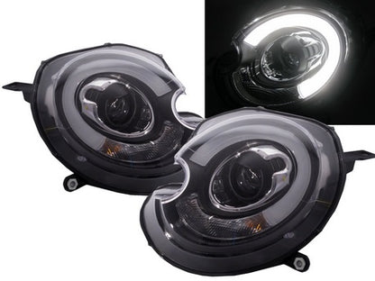 MINI COOPER R56 2006-2010 FARI ANTERIORI NERI ANGEL EYES D1S XENON DI SERIE