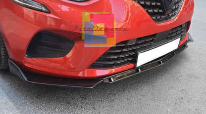 RENAULT CLIO 5 V 2019+ SPLITTER SOTTO PARAURTI ANTERIORE LAMA ABS NERO LUCIDO
