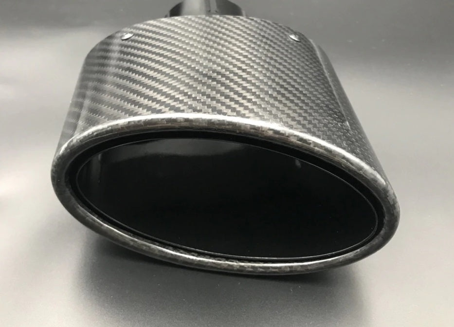 COPPIA TERMINALI OVALI AUDI A3 A4 A5 A6 A7 TT ACCIAIO INOX LOOK RS CARBON 150x90 AUTOELEGANCERICAMBI