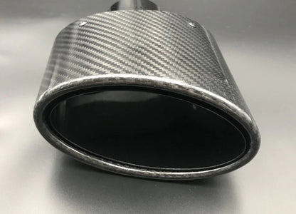 COPPIA TERMINALI OVALI AUDI A3 A4 A5 A6 A7 TT ACCIAIO INOX LOOK RS CARBON 150x90 AUTOELEGANCERICAMBI