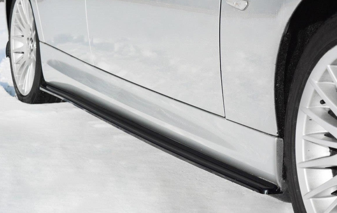 BMW SERIE 3 E90 E91 2004-2011 FLAPS SOTTO MINIGONNE ABS NERO LUCIDO SPLITTER AUTOELEGANCERICAMBI