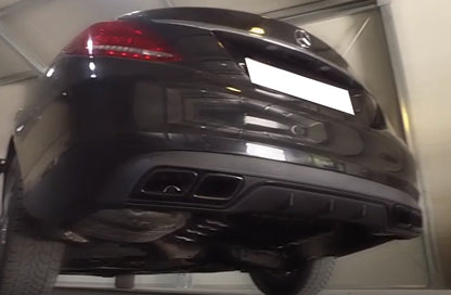 MERCEDES C W205 S205 2014-2018 REAR DIFFUSER ABS TIPPER STAINLESS STEEL AMG BLACK