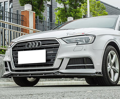 AUDI A3 8V 2017+ BUMPER SPLITTER ABS GLOSSY BLACK RS3 S3 DESIGN