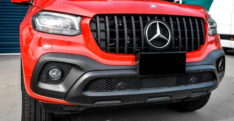 MERCEDES CLASSE X W470 2017+ GRIGLIA ANTERIORE MASCHERINA PROFILI NERI AMG LOOK