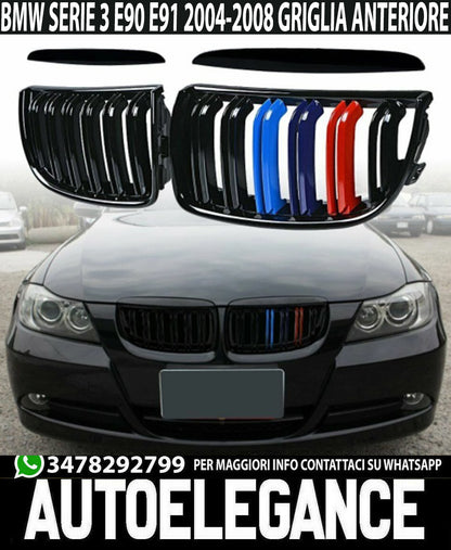 BLACK M3 DOUBLE BLADE FRONT GRILLE BMW 3 SERIES E90 E91 2005-2008