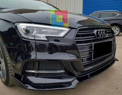 SPLITTER SOTTO PARAURTI AUDI A3 8V 2017+ SLINE ABS NERO LUCIDO SPOILER RS3