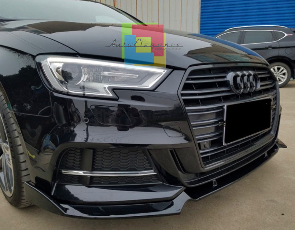 AUDI A3 8V 2017+ SLINE BUMPER SPLITTER ABS GLOSS BLACK RS3 S3 SPOILER