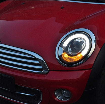 MINI COOPER R56 2006-2010 FARI ANTERIORI NERI ANGEL EYES D1S XENON DI SERIE