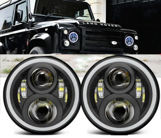 LAND ROVER DEFENDER 90/110 FARI ANTERIORI LED CON LUCI DIURNE ANGEL EYES