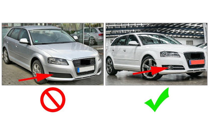 COPPIA GRIGLIE FENDINEBBIA A NIDO D'APE CROMATE + DRL DIURNE  PER AUDI A3 8P 2009-2013 AUTOELEGANCERICAMBI