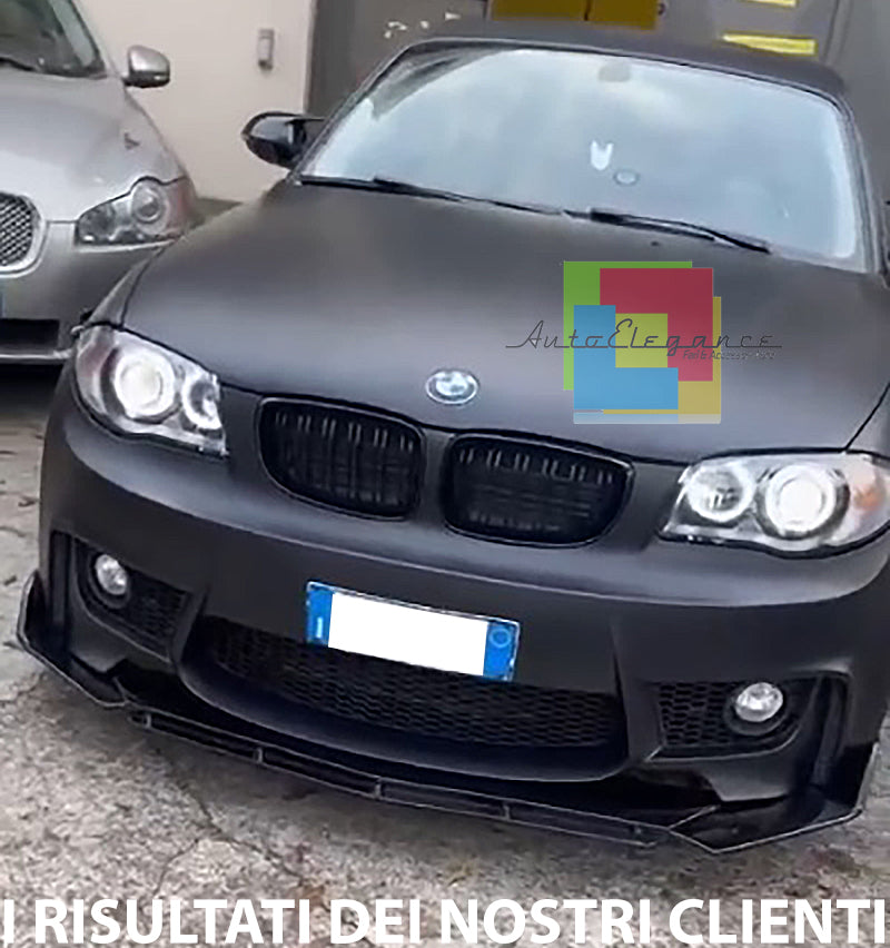 BMW SERIE 1 E81 E87 E82 SPLITTER PARAURTI ANTERIORE NERO LUCIDO LOOK RS AUTOELEGANCERICAMBI