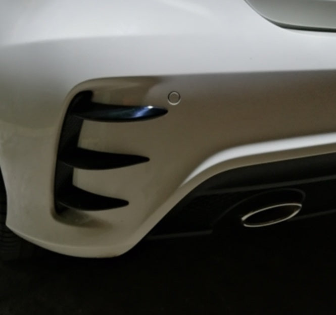MERCEDES A-CLASS W176 PAIR OF REAR BUMPER MOULDS AMG LOOK 3M FLAPS