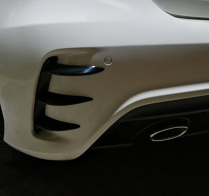 MERCEDES A-CLASS W176 PAIR OF REAR BUMPER MOULDS AMG LOOK 3M FLAPS