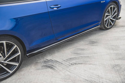 FLAPS SOTTO MINIGONNE LATERALI VW GOLF 7 VII ABS NERO LUCIDO CON BAFFO 0140