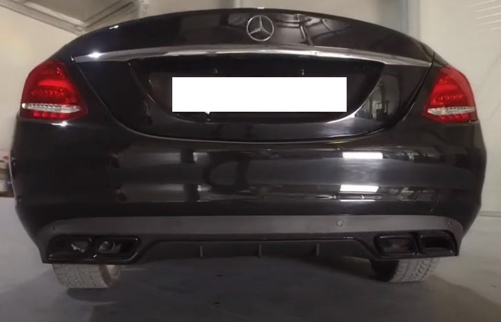 MERCEDES C W205 S205 2014-2018 REAR DIFFUSER ABS TIPPER STAINLESS STEEL AMG BLACK