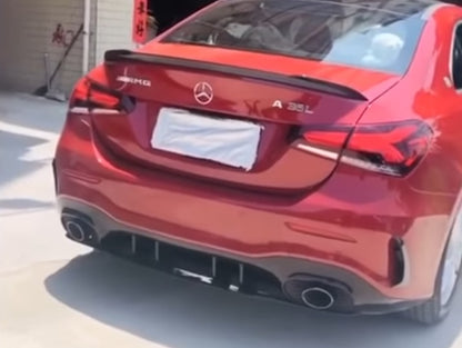 MERCEDES A-CLASS W177 SEDAN AMG REAR DIFFUSER WITH STAINLESS STEEL TIPPER A35