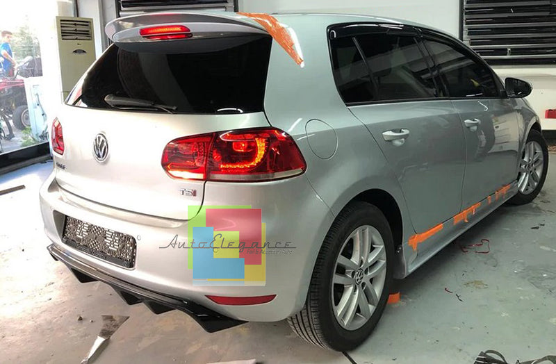 SOTTO PARAURTI POSTERIORE VW GOLF 6 VI 08-12 DIFFUSORE DOPPIO ABS NERO LUCIDO