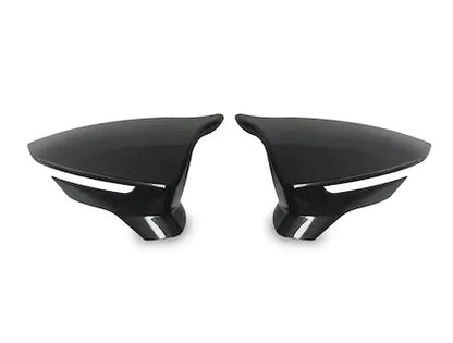 SEAT LEON 5F 2012+ CALOTTE ADESIVE SPECCHI SPECCHIETTI RETROVISORI NERO LUCIDO