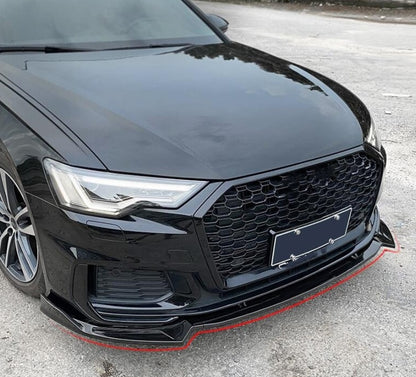 FRONT BUMPER ABS AUDI A6 4A C8 DESIGN RS6 SPLITTER GLOSSY BLACK