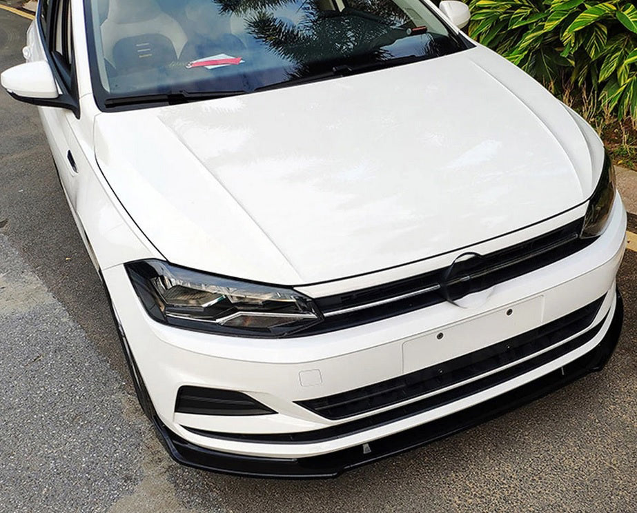 SPLITTER LAMA PER VW POLO AW1 DAL 2017+ SPOILER SOTTO PARAURTI ANTERIORE ABS NERO