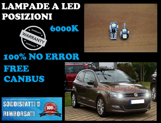 COPPIA LUCI POSIZIONI VW POLO 6R 2010 IN POI CANBUS H6W BIANCO GHIACCIO AUTOELEGANCERICAMBI