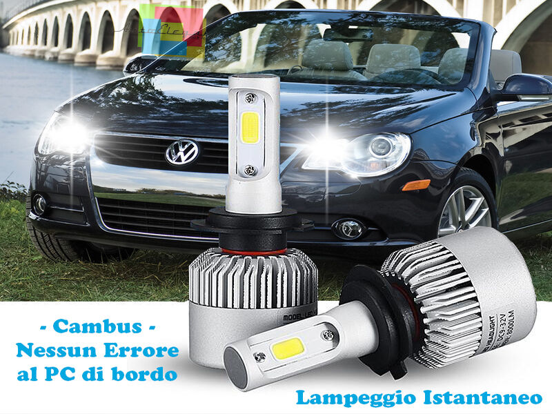 LAMPADE ABBAGLIANTI LED VW EOS 2006-2015 LAMPEGGIO ISTANTANEO 6000K CREE