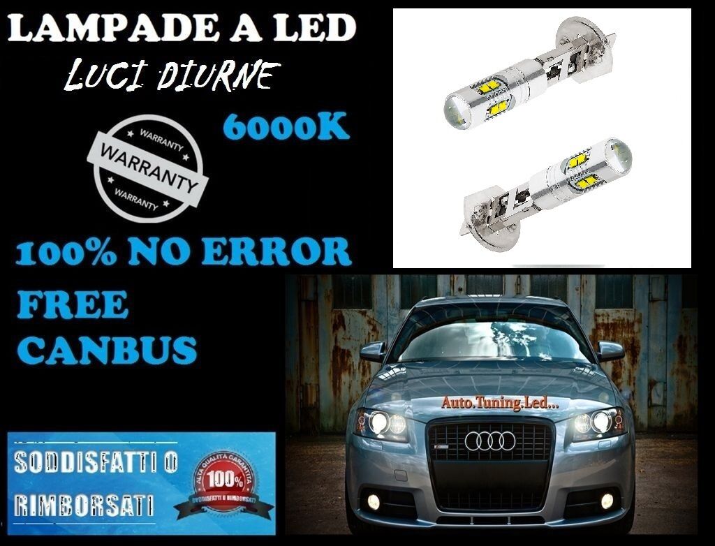 FENDINEBBIA LUCI DIURNE LED H1 LED COPPIA NO ERROR EFFETTO XENON AUTO