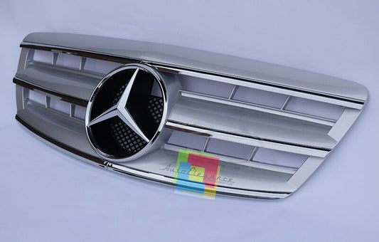 FRONT GRILLE MERCEDES S CLASS W220 2002-2005 AMG LOOK SILVER/CHROME