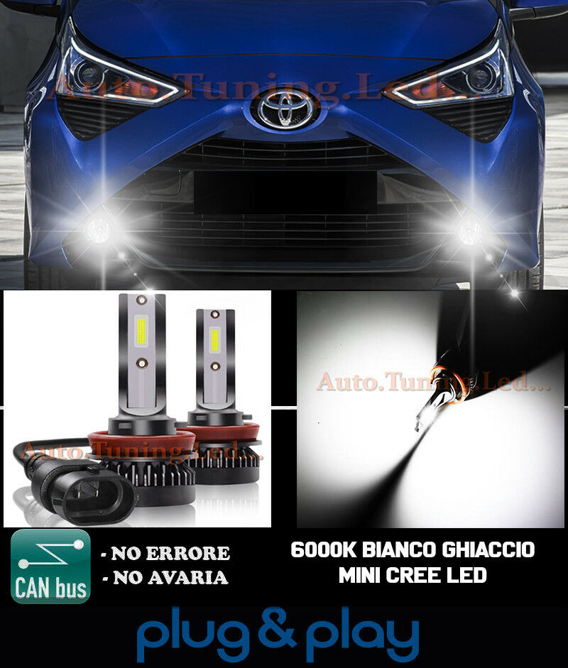 LAMPADE FENDINEBBIA A LED CREE TOYOTA AYGO II CAMBUS BIANCO GHIACCIO 8000LM