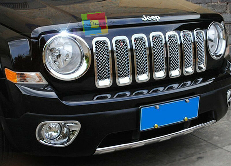 GRIGLIE ANTERIORI JEEP PATRIOT 2011-2015 CALANDRE CROMATE - MASCHERINE ADESIVE