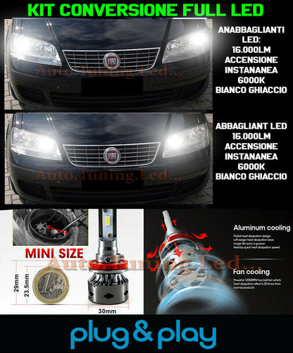 LOW BEAM + HIGH BEAM LED 16.000LM FOR FIAT IDEA