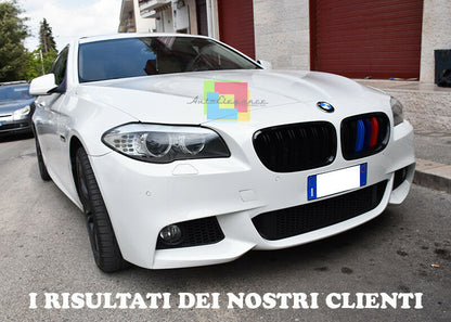 CALANDRA DOPPIA STRISCIA BMW SERIE 5 F10 F11 2010+ GRIGLIE ANTERIORI LOOK M5 AUTOELEGANCERICAMBI