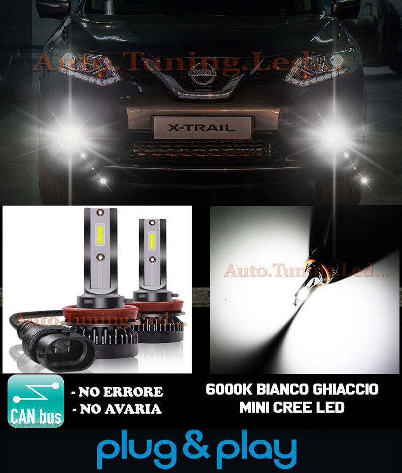 LAMPADE FENDINEBBIA A LED CREE NISSAN X-TRAIL III CAMBUS BIANCO GHIACCIO 8000LM