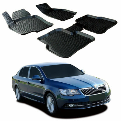 SKODA SUPERB II 2008-2015 TAPPETINI AUTO IN GOMMA - TAPPETI TOP QUALITA -1