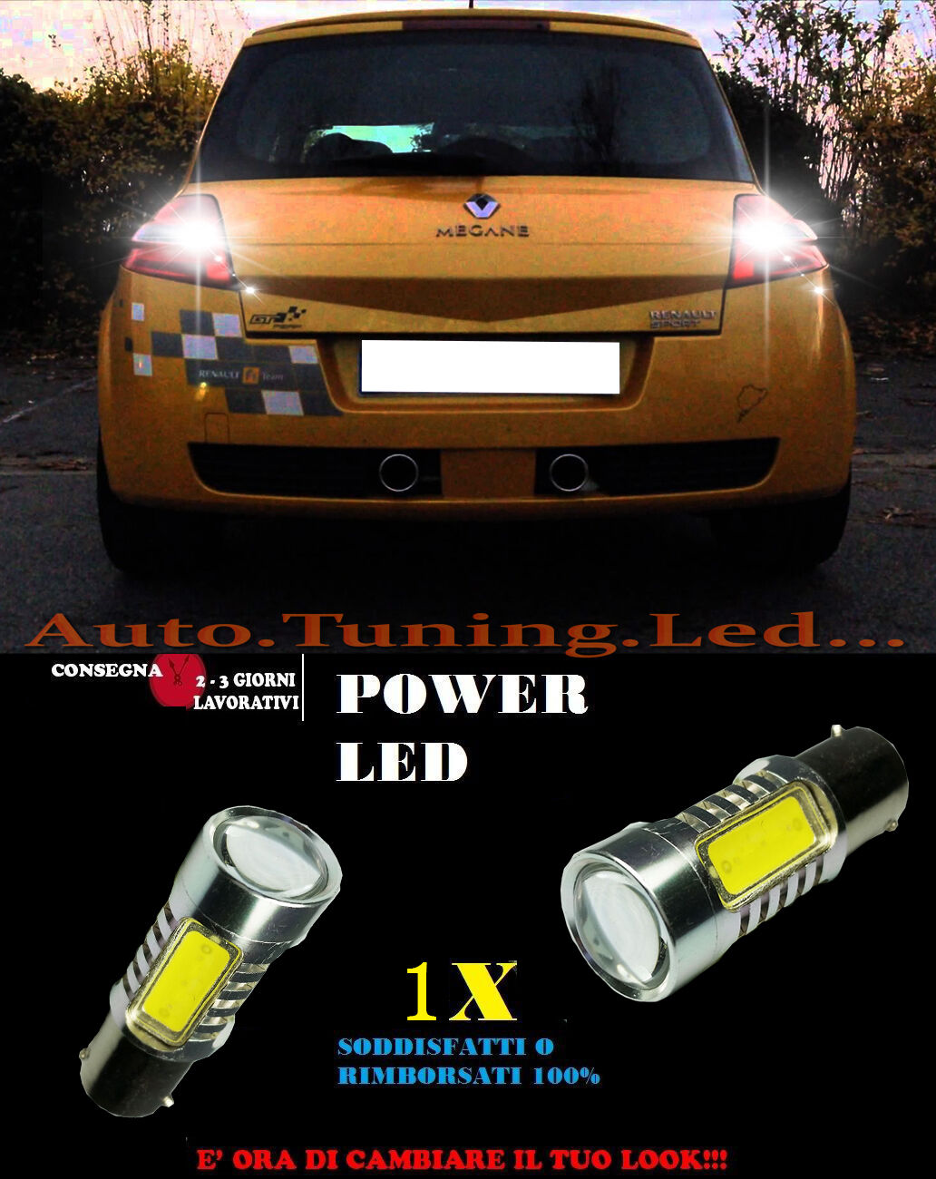 RENAULT MEGANE 2 6000K LAMPADE RETROMARCIA A LED P21W BA15 CANBUS NO ERROR