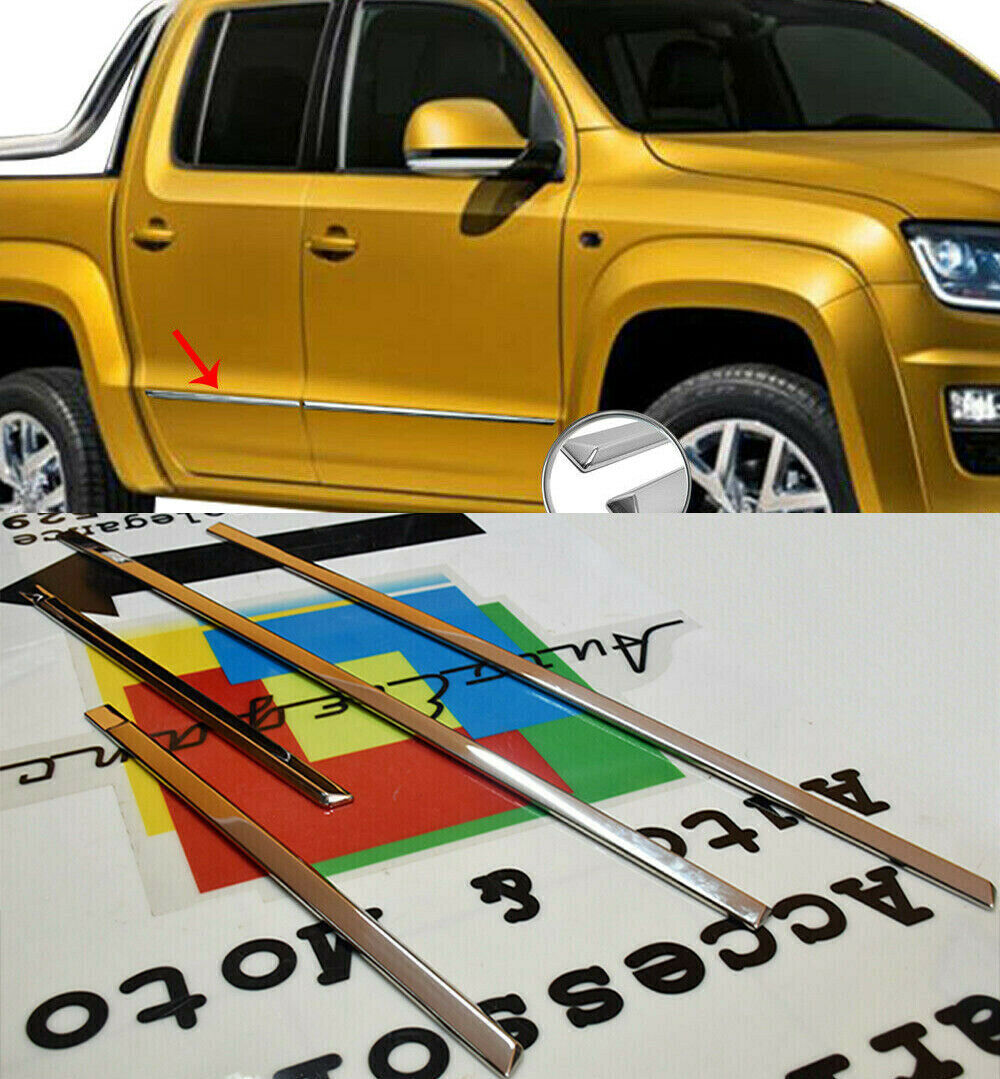 MODANATURE ADESIVE PER VW AMAROK 2010+ CORNICI CROMATE ACCIAIO INOX .
