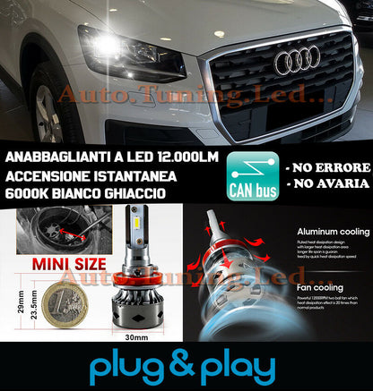 LAMPADE ANABBAGLIANTI LED AUDI Q2 ISTANTANEO NO AVARIA 12.000LM