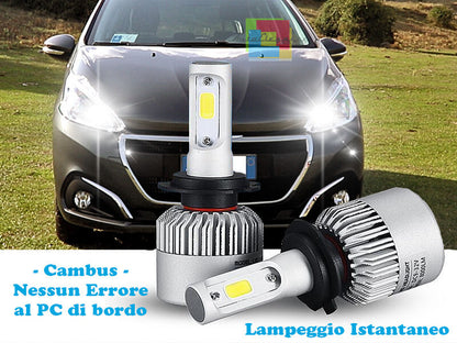 LAMPADE ABBAGLIANTI LED PEUGEOT 208 LAMPEGGIO ISTANTANEO 6000K