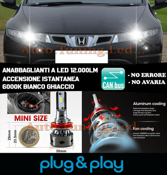 HONDA CIVIC 8 INSTANT NO FAILURE LED LOW BEAM HEADLIGHTS 12,000LM