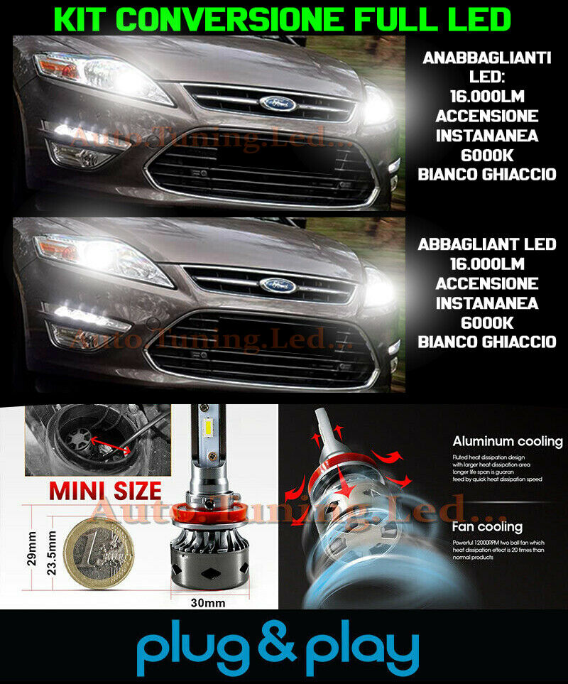 LAMPADE ANABBAGLIANTI + ABBAGLIANTI LED 16.000LM PER FORD MONDEO IV